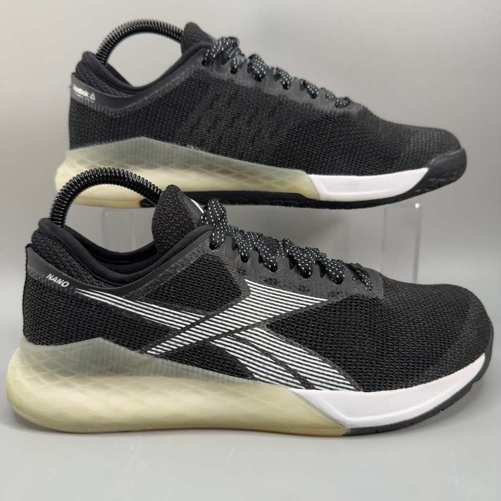 Reebok Nano 9 Womens 8 Crossfit Training Shoes Black White Lace Up Low‎ Sneakers